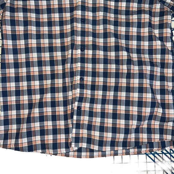 Patagonia Plaid Shirt Men's Size Large Blue Orange Short Sleeve Organic Cotton - Picture 4 of 7